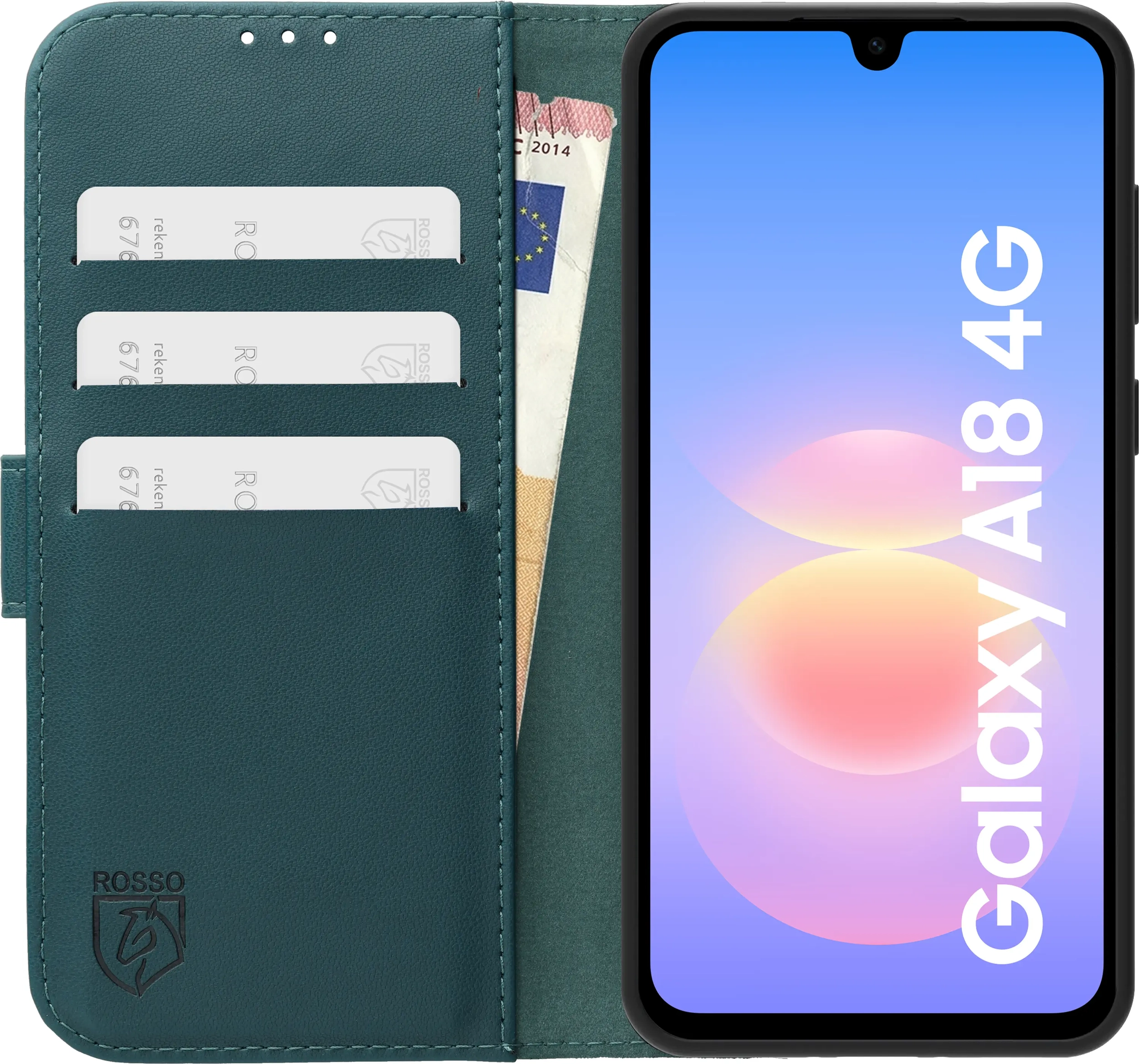 Rosso Element Modern Samsung Galaxy A18 Hoesje Book Case Wallet Groen afbeelding 3