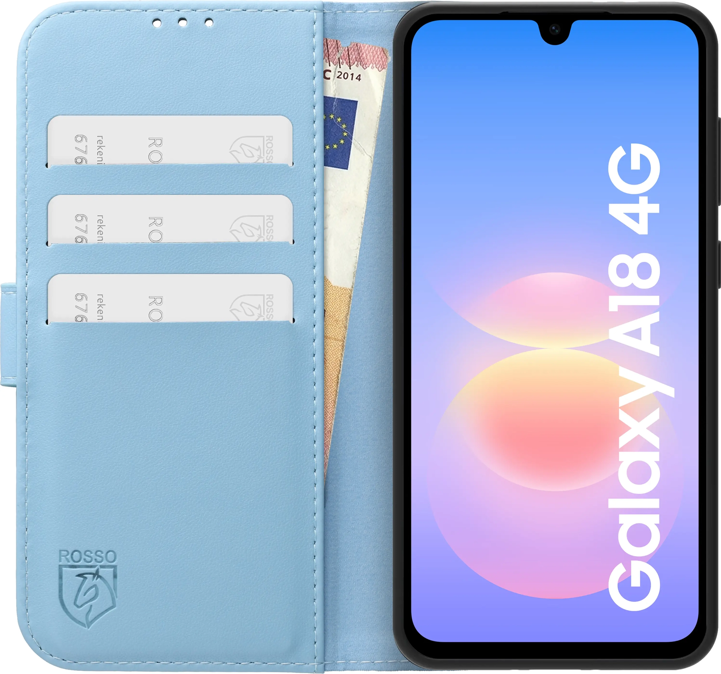 Rosso Element Modern Samsung Galaxy A18 Hoesje Book Case Wallet Licht Blauw afbeelding 3