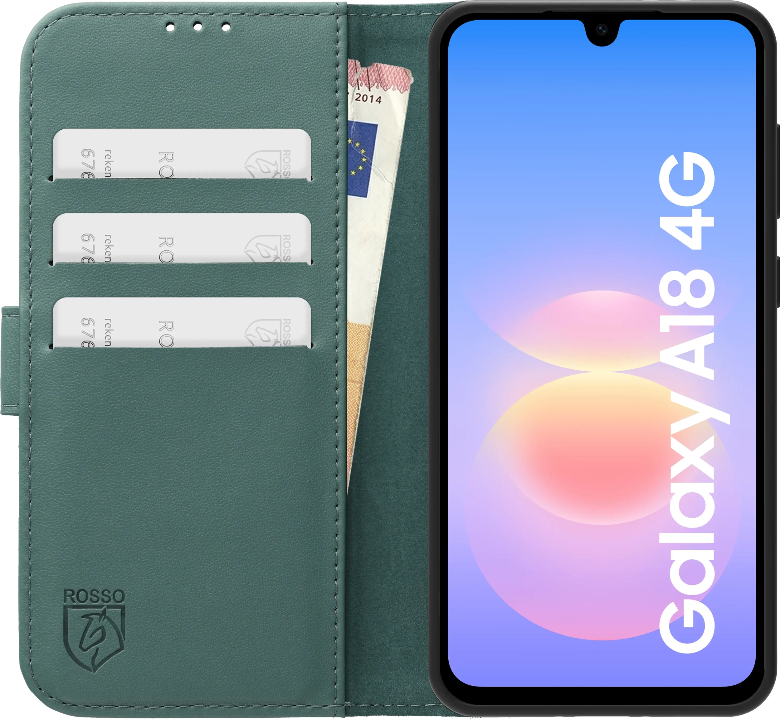 Rosso Element Modern Samsung Galaxy A18 Hoesje Book Case Wallet Licht Groen afbeelding 3