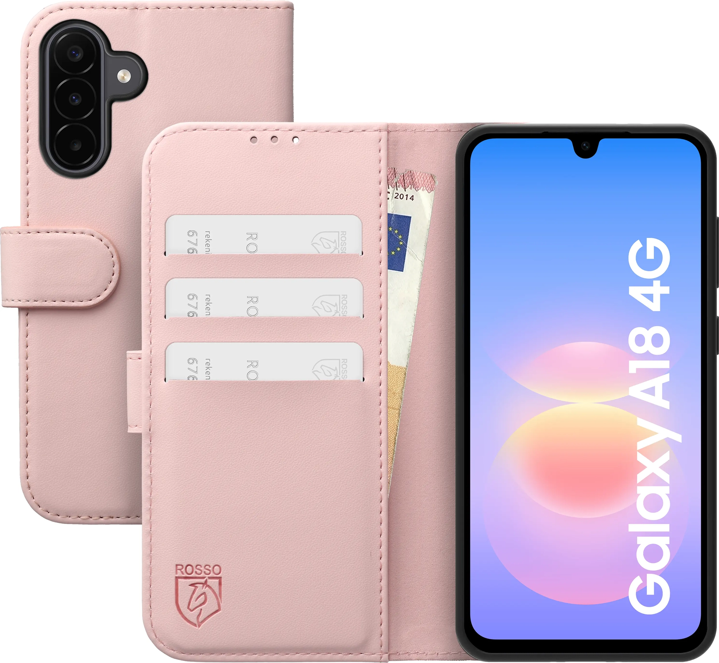 Rosso Element Modern Samsung Galaxy A18 Hoesje Book Case Wallet Roze afbeelding 1