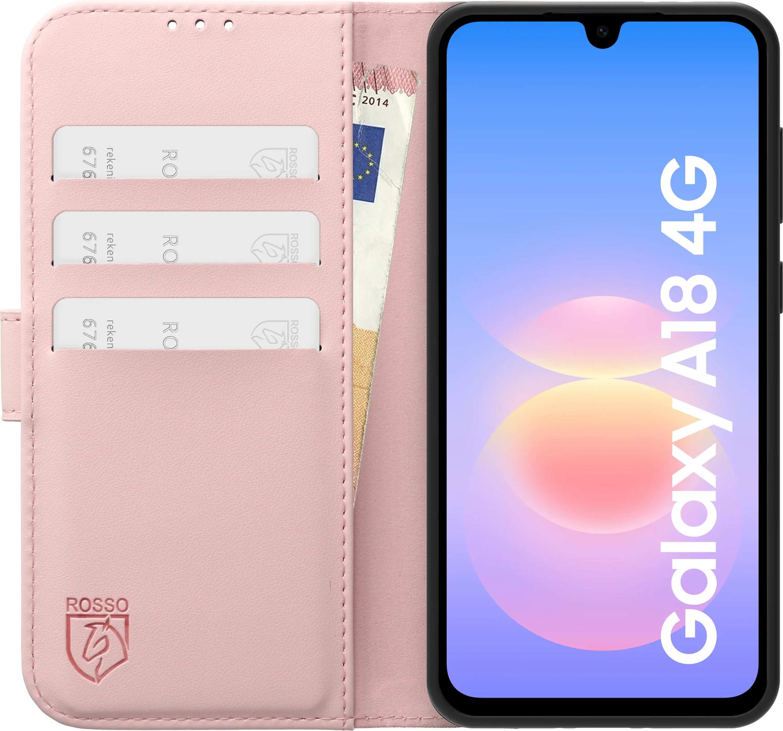 Rosso Element Modern Samsung Galaxy A18 Hoesje Book Case Wallet Roze afbeelding 3
