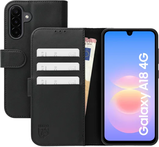 Rosso Element Modern Samsung Galaxy A18 Hoesje Book Case Wallet Zwart afbeelding 1
