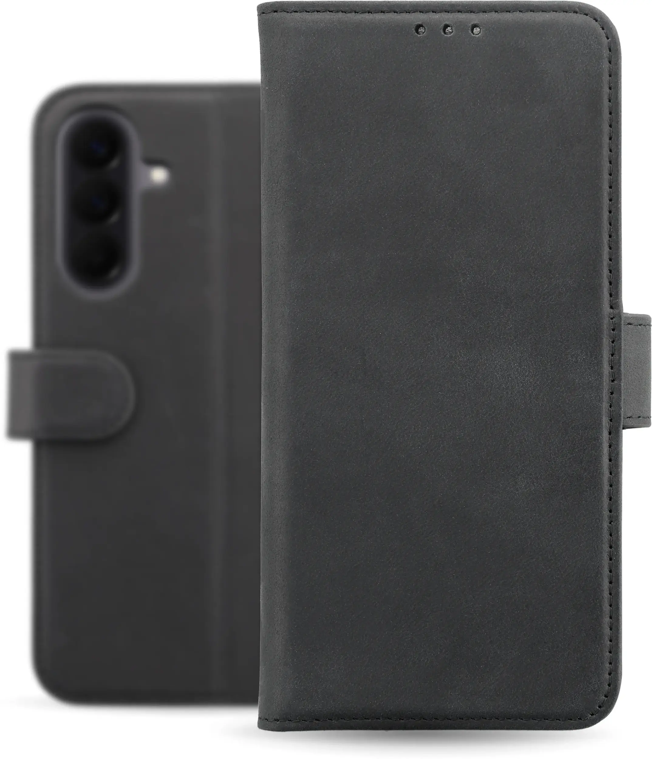 Rosso Deluxe Samsung Galaxy A18 Hoesje Echt Leer Book Case Zwart afbeelding 2