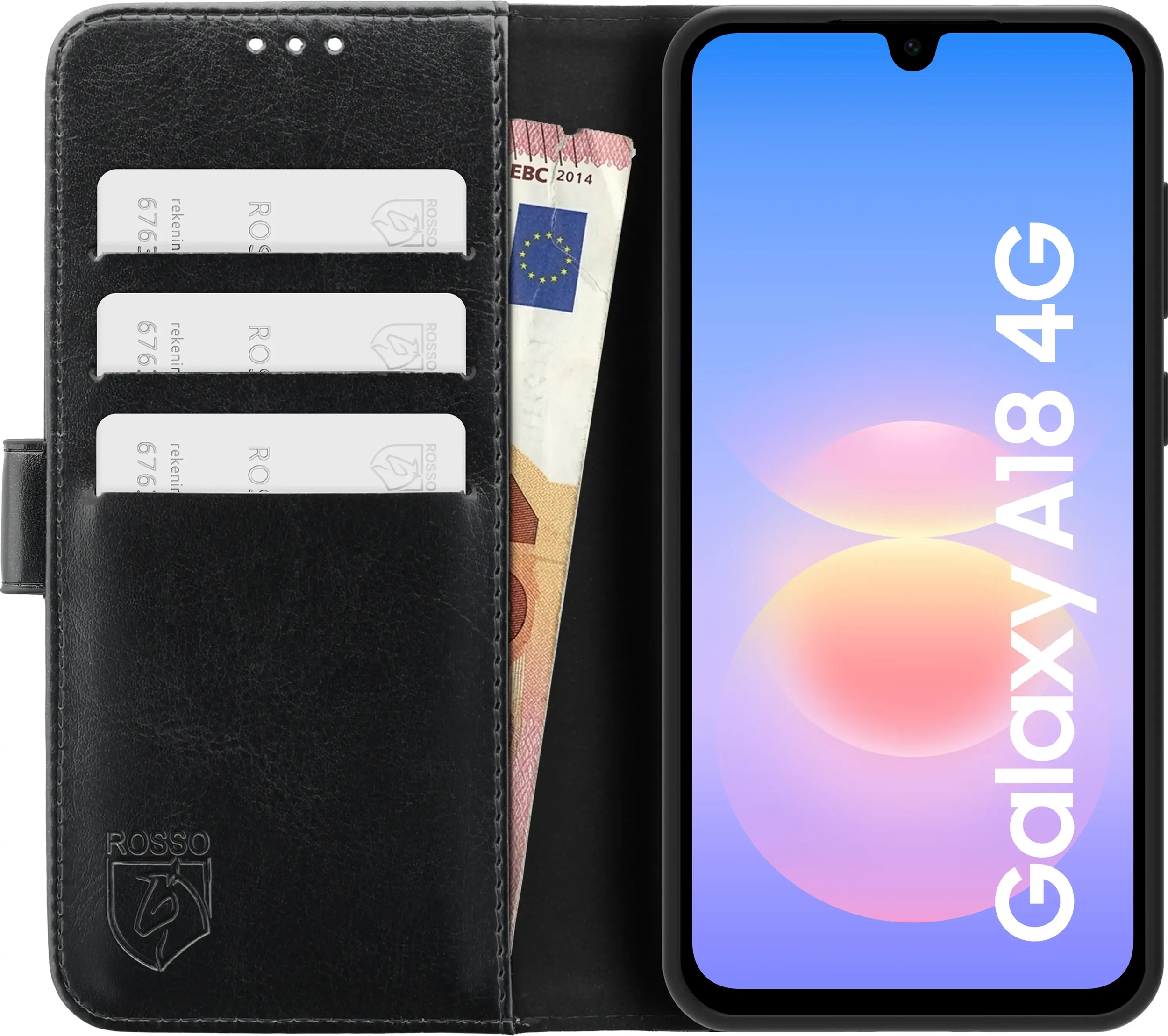 Rosso Element Samsung Galaxy A18 Hoesje Book Case Wallet Zwart afbeelding 14
