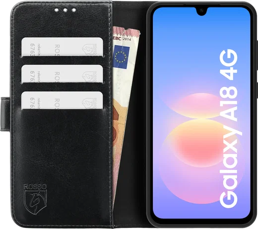 Rosso Element Samsung Galaxy A18 Hoesje Book Case Wallet Zwart afbeelding 14