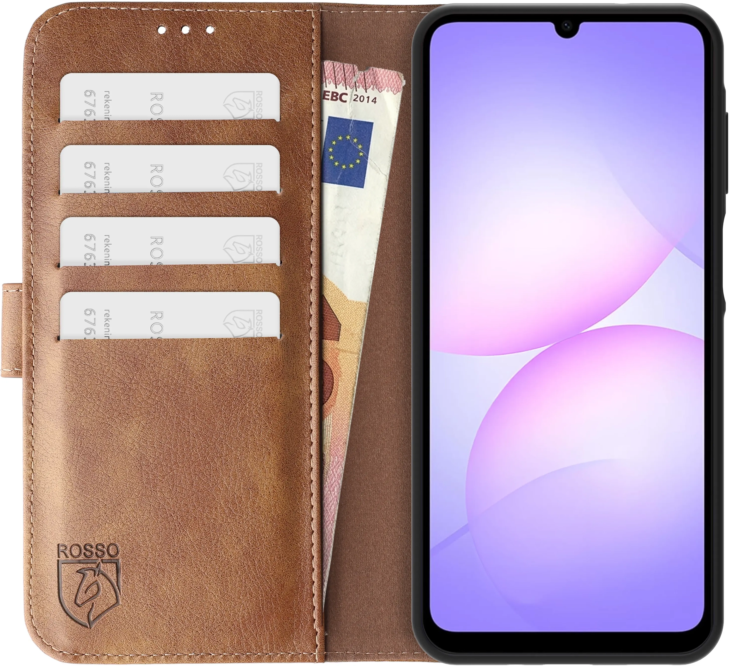 Rosso Element Samsung Galaxy A08 Hoesje Book Case Wallet Bruin afbeelding 14