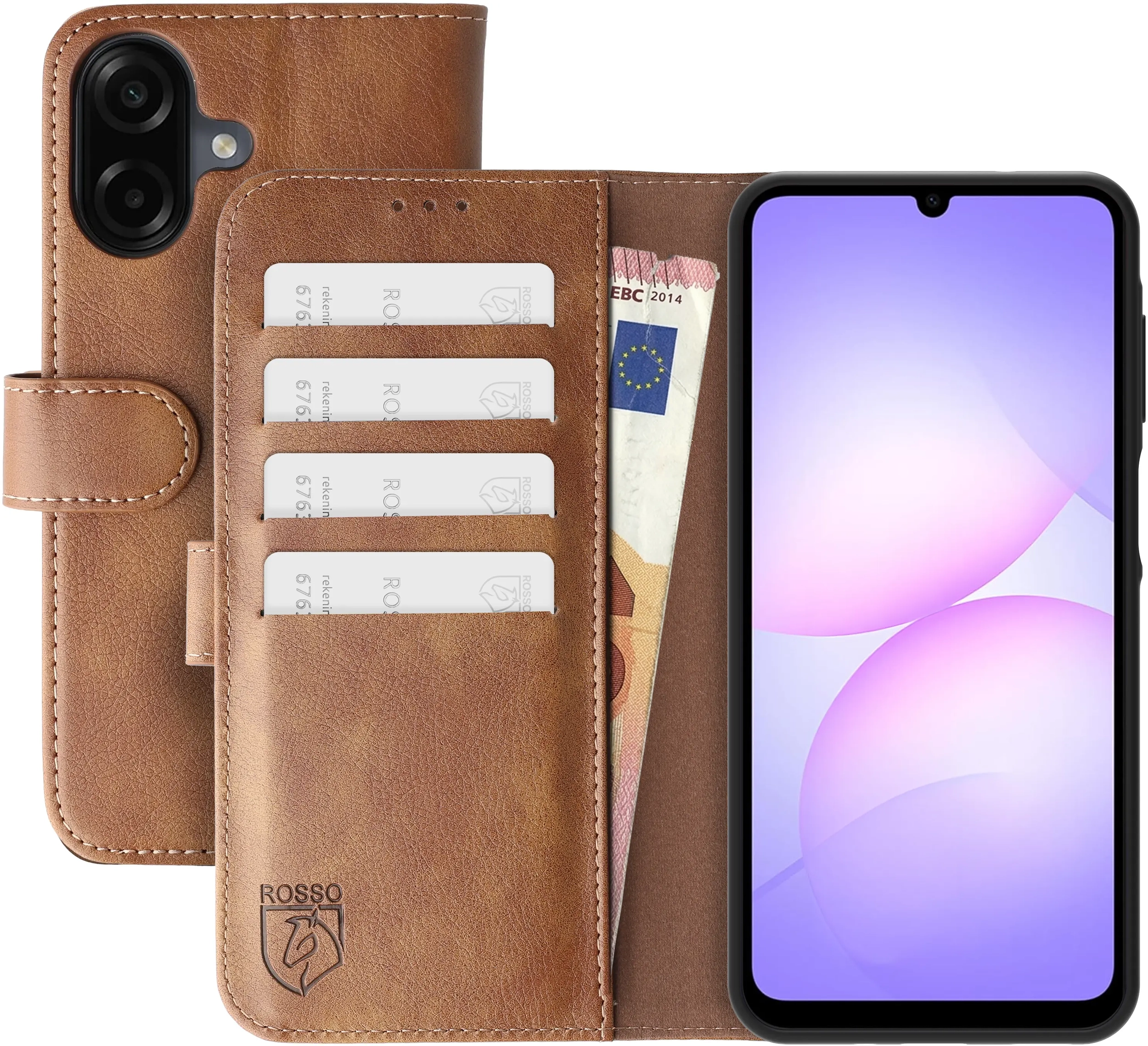 Rosso Element Samsung Galaxy A08 Hoesje Book Case Wallet Bruin afbeelding 1
