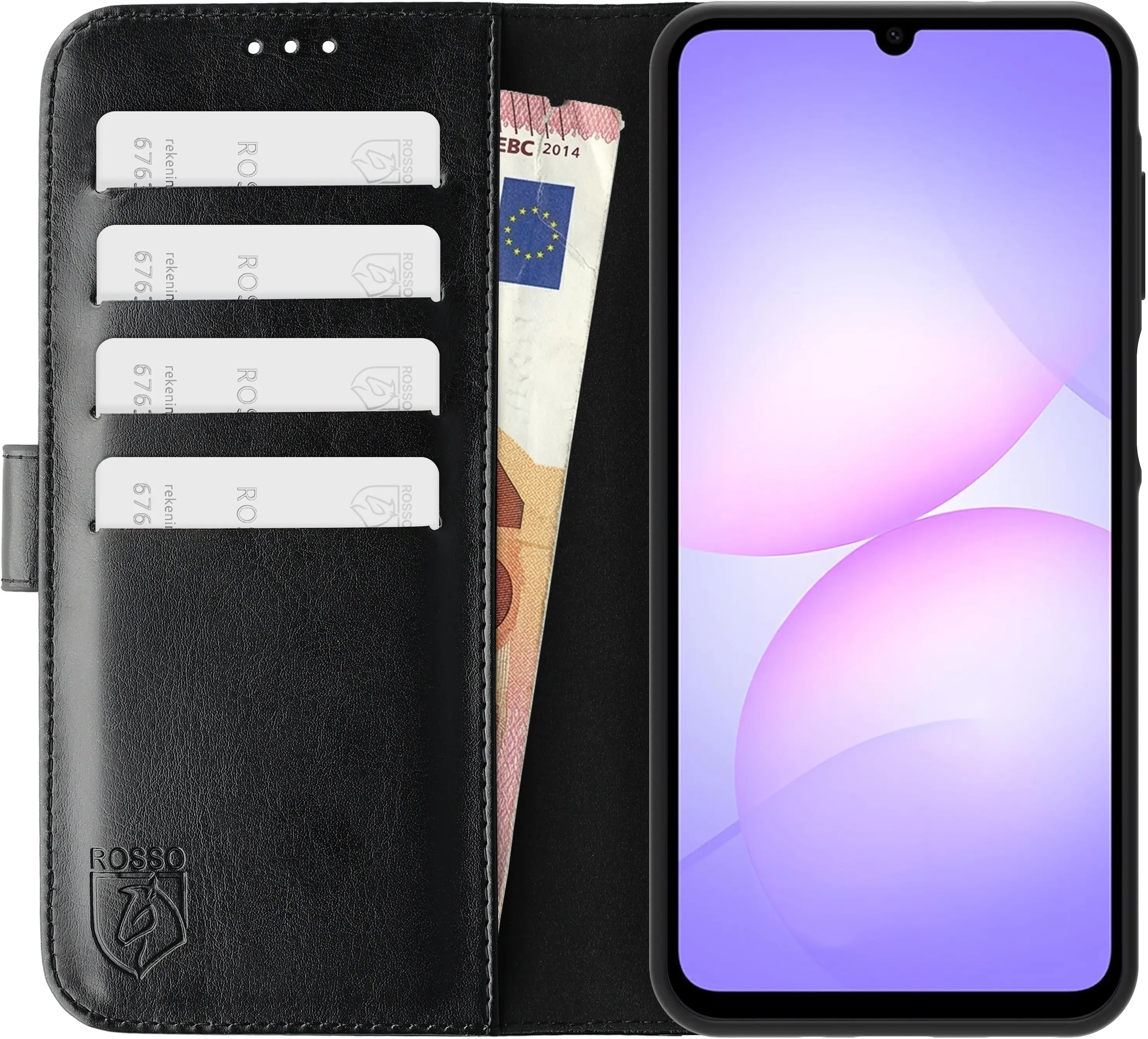 Rosso Element Samsung Galaxy A08 Hoesje Book Case Wallet Zwart afbeelding 16
