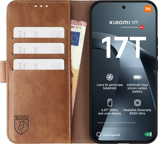 Rosso Element Xiaomi 17T Hoesje Book Case Wallet Bruin afbeelding 14