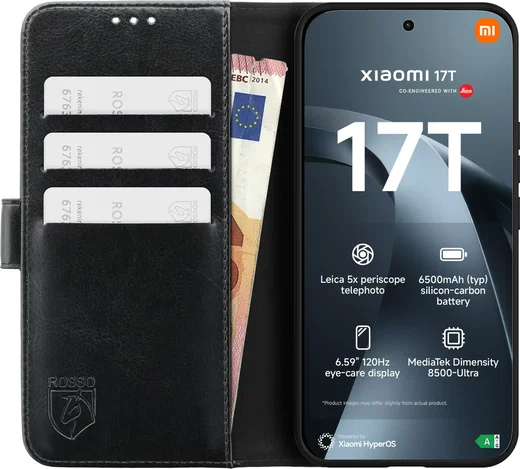 Rosso Element Xiaomi 17T Hoesje Book Case Wallet Zwart afbeelding 14