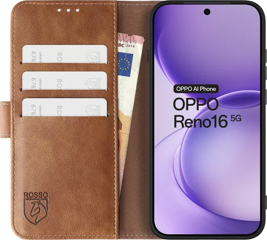 Rosso Element Oppo Reno 16 Hoesje Book Case Wallet Bruin afbeelding 11