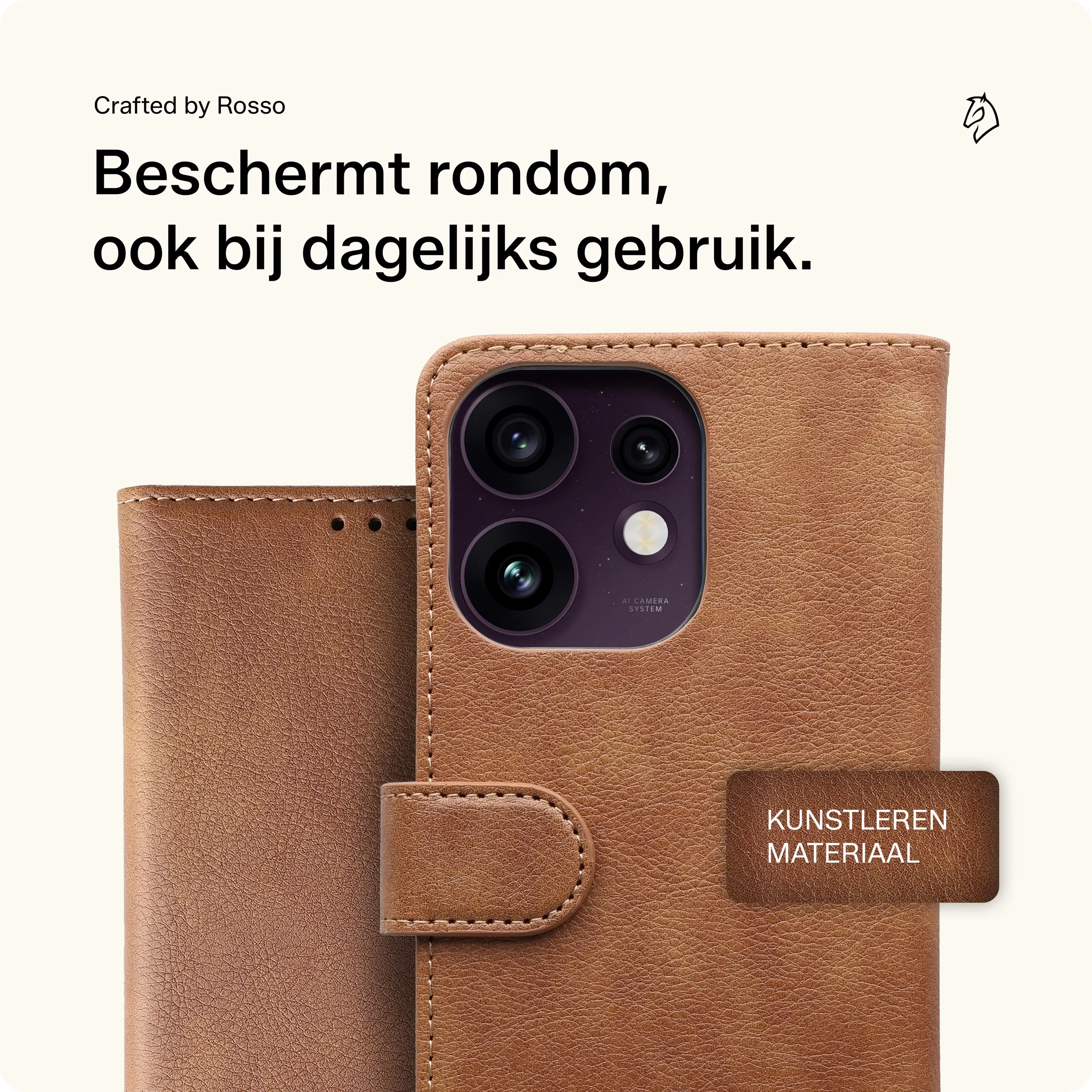 Rosso Element Oppo Reno 16 Hoesje Book Case Wallet Bruin afbeelding 3