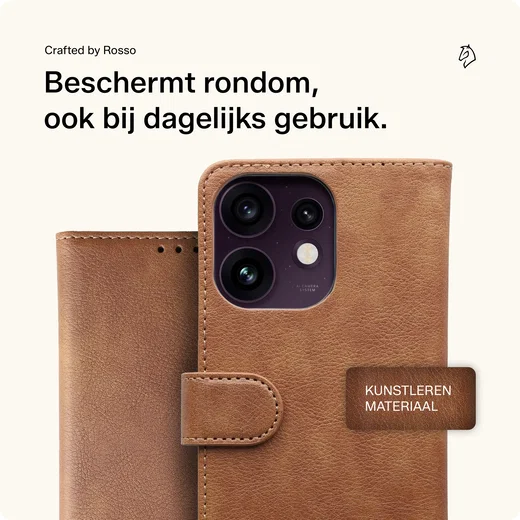 Rosso Element Oppo Reno 16 Hoesje Book Case Wallet Bruin afbeelding 3