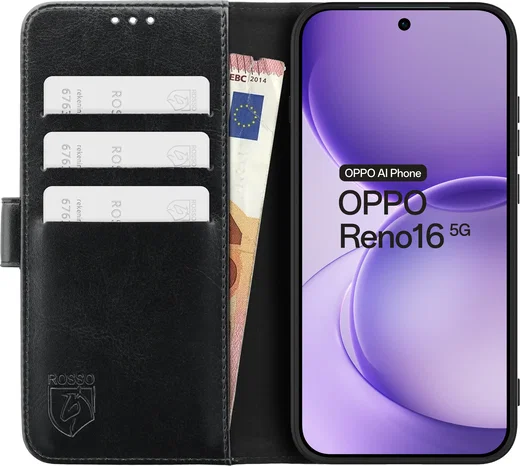 Rosso Element Oppo Reno 16 Hoesje Book Case Wallet Zwart afbeelding 6