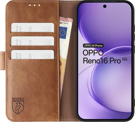 Rosso Element Oppo Reno 16 Pro Hoesje Book Case Wallet Bruin afbeelding 10