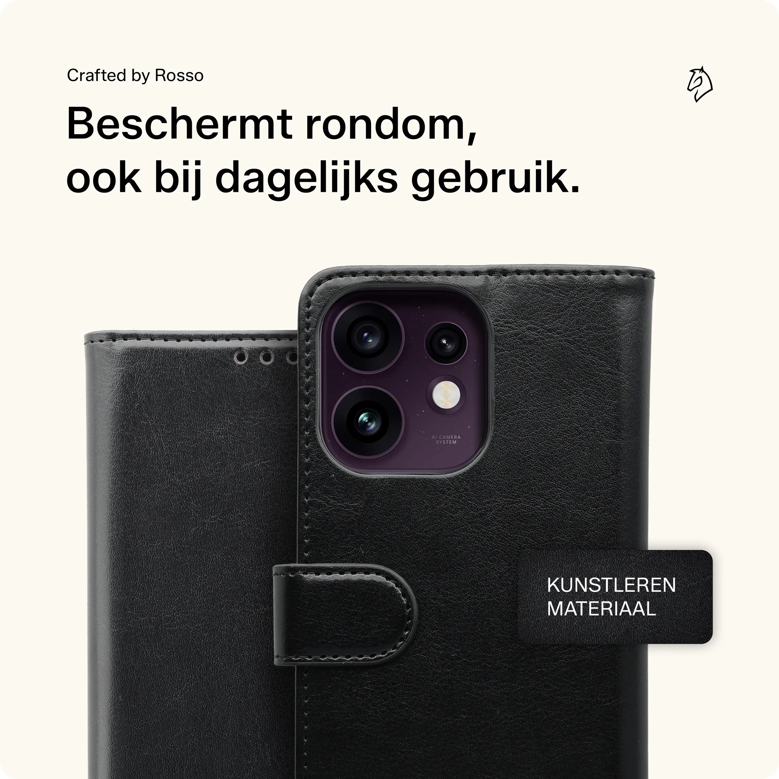 Rosso Element Oppo Reno 16 Pro Hoesje Book Case Wallet Zwart afbeelding 3