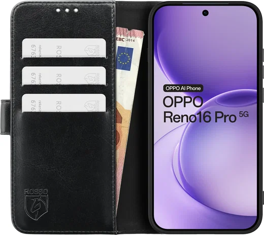 Rosso Element Oppo Reno 16 Pro Hoesje Book Case Wallet Zwart afbeelding 15