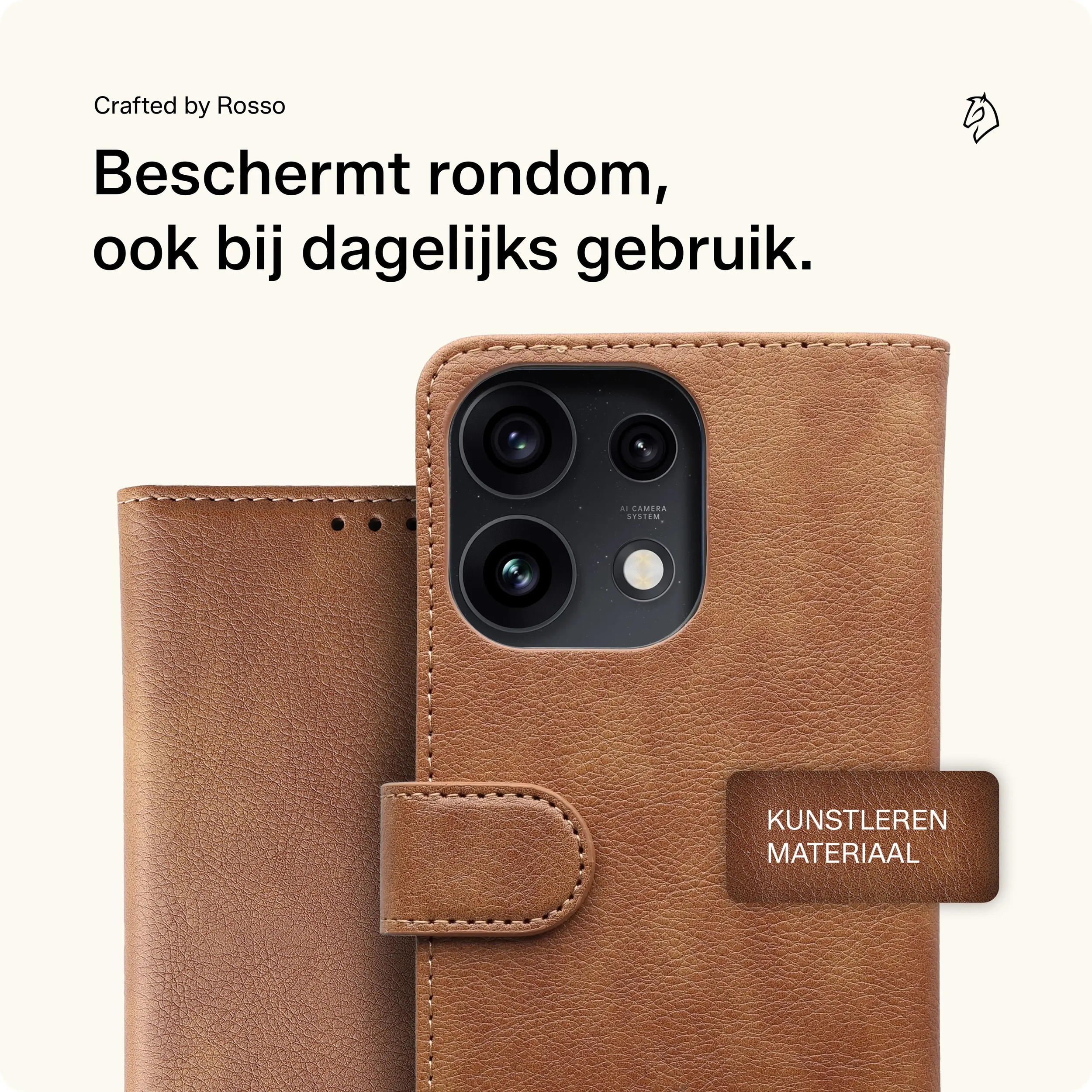Rosso Element Oppo Reno 16 F Hoesje Book Case Wallet Bruin afbeelding 3