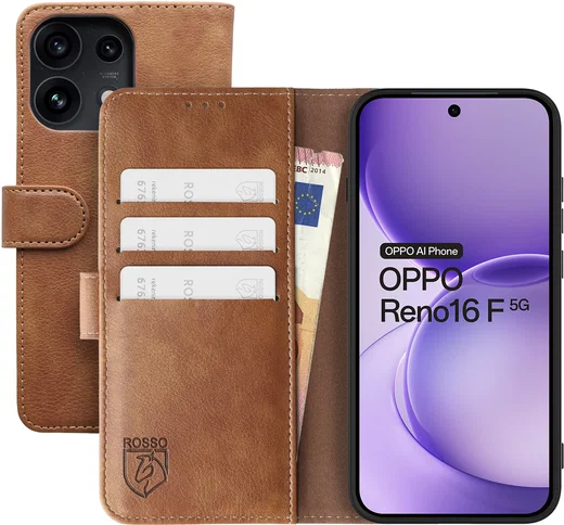 Rosso Element Oppo Reno 16 F Hoesje Book Case Wallet Bruin afbeelding 1