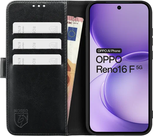 Rosso Element Oppo Reno 16 F Hoesje Book Case Wallet Zwart afbeelding 9