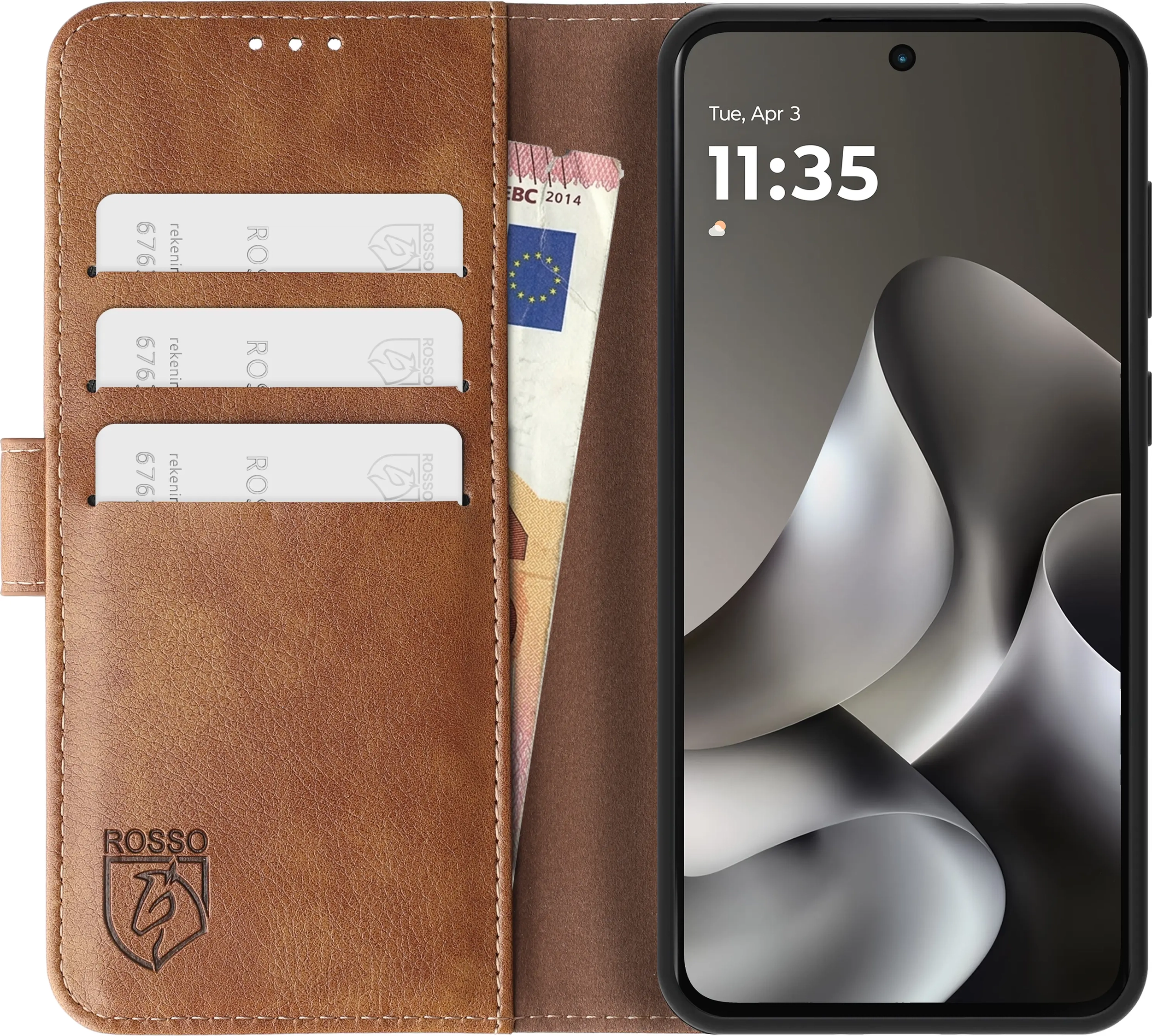 Rosso Element Motorola G47 Hoesje Book Case Wallet Bruin afbeelding 14