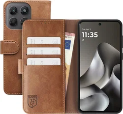 Rosso Element Motorola G47 Hoesje Book Case Wallet Bruin afbeelding