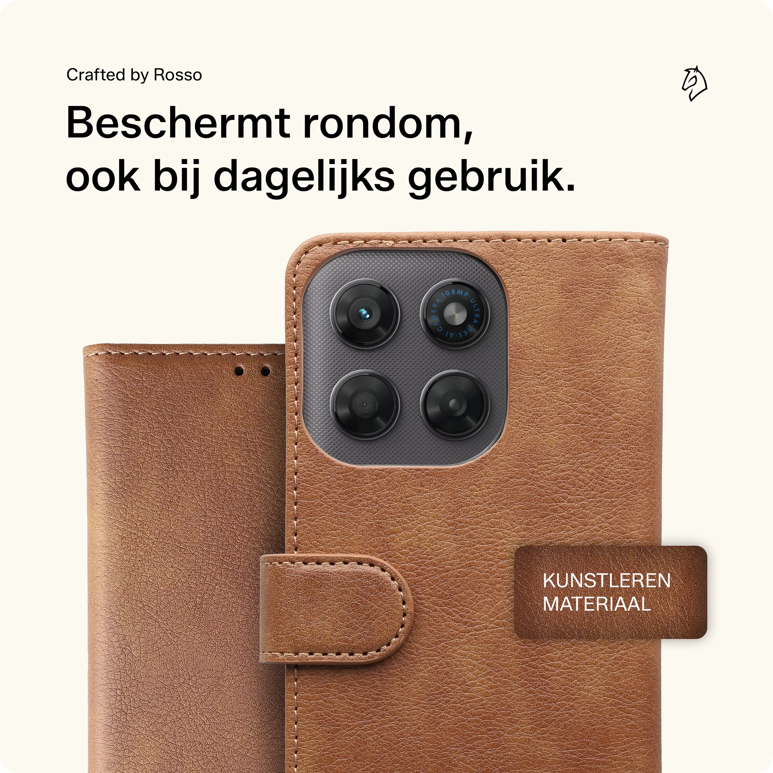 Rosso Element Motorola G47 Hoesje Book Case Wallet Bruin afbeelding 3