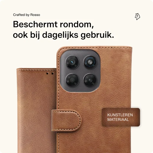 Rosso Element Motorola G47 Hoesje Book Case Wallet Bruin afbeelding 3