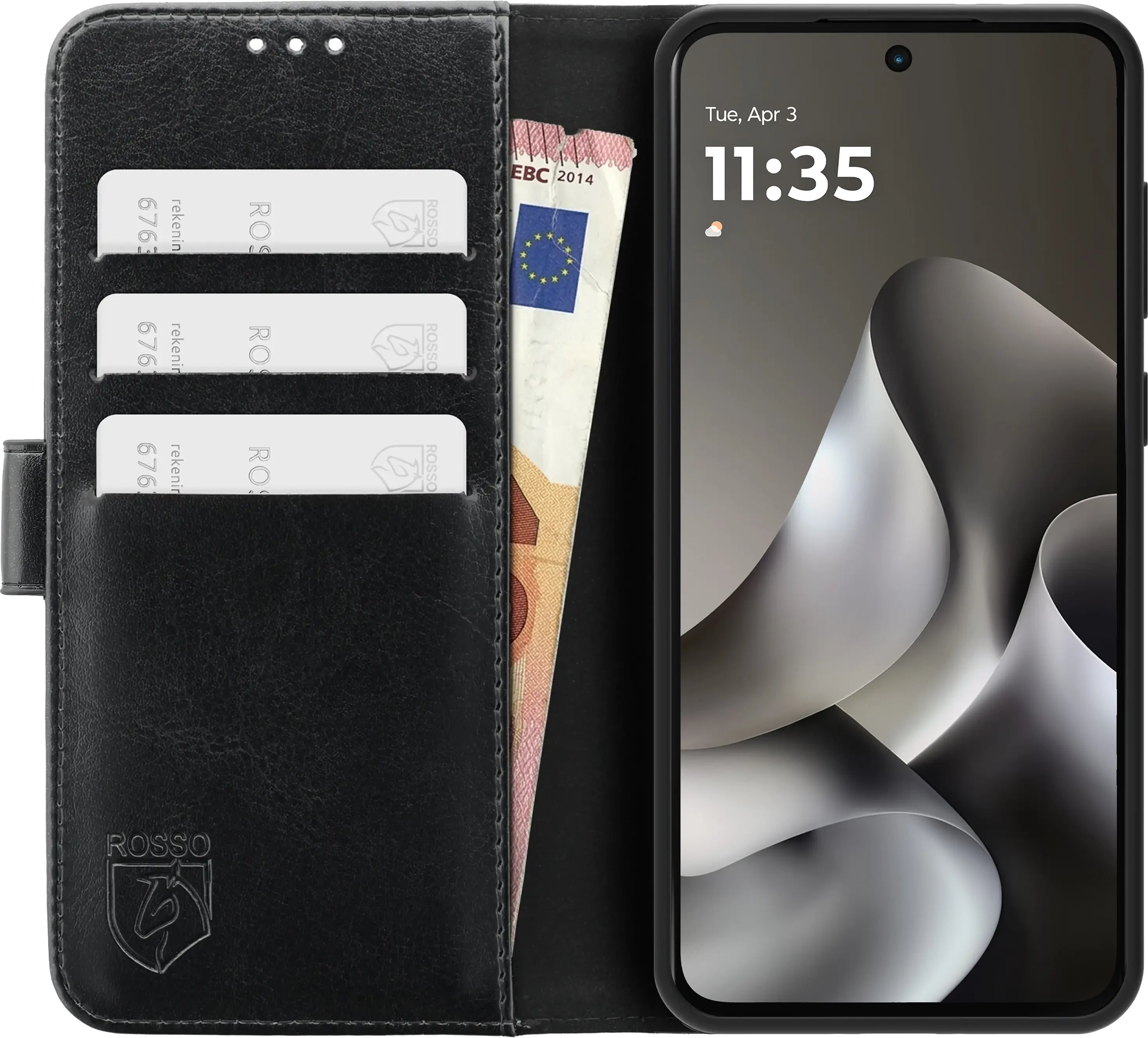 Rosso Element Motorola G47 Hoesje Book Case Wallet Zwart afbeelding 15
