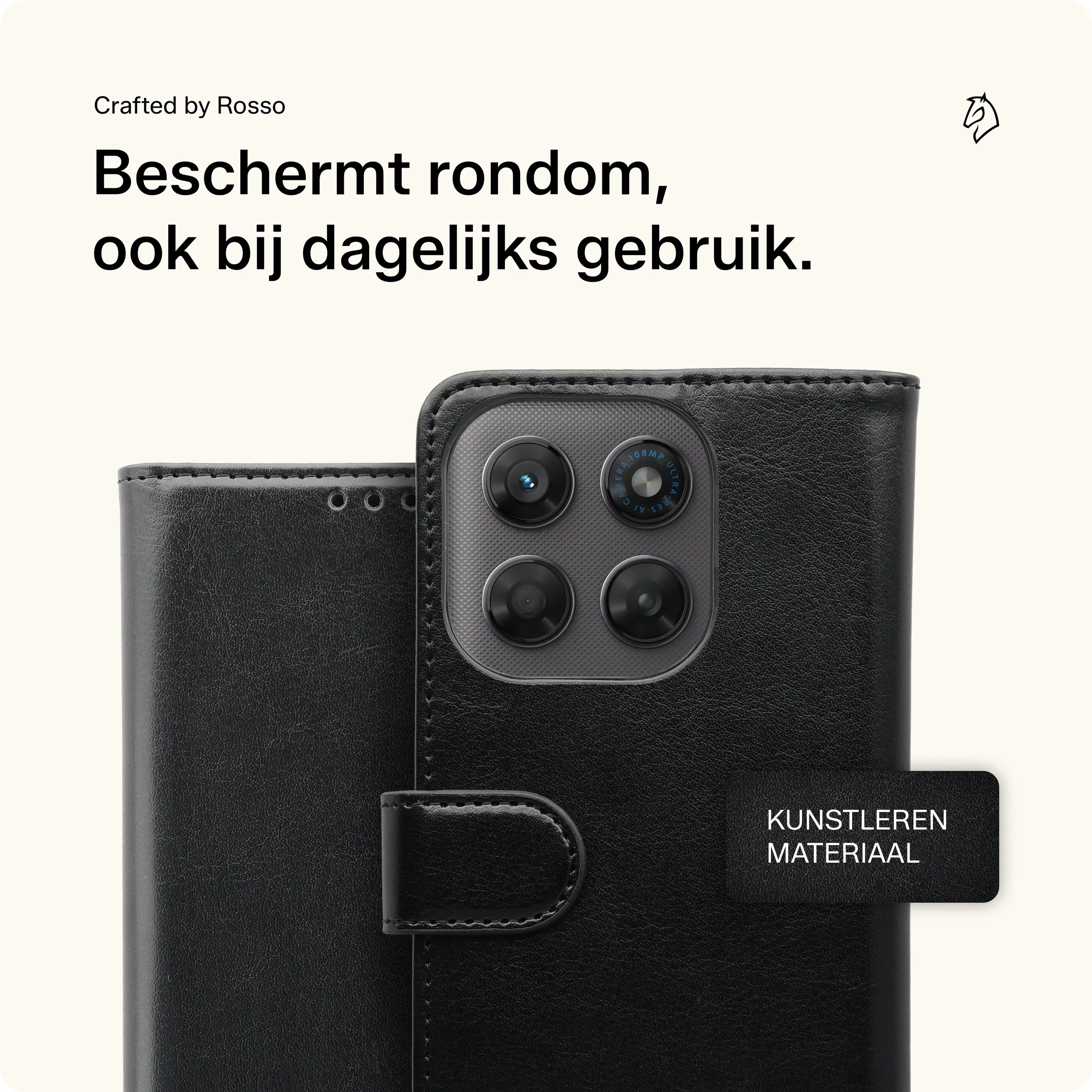 Rosso Element Motorola G47 Hoesje Book Case Wallet Zwart afbeelding 3