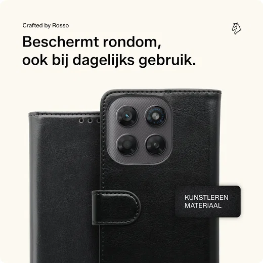 Rosso Element Motorola G47 Hoesje Book Case Wallet Zwart afbeelding 3