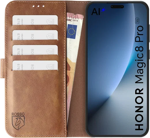 Rosso Element Honor Magic 8 Pro Hoesje Book Case Wallet Bruin afbeelding 14