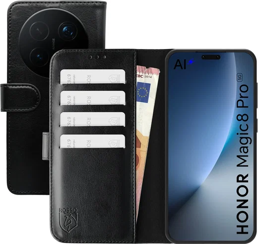 Rosso Element Honor Magic 8 Pro Hoesje Book Case Wallet Zwart afbeelding 1