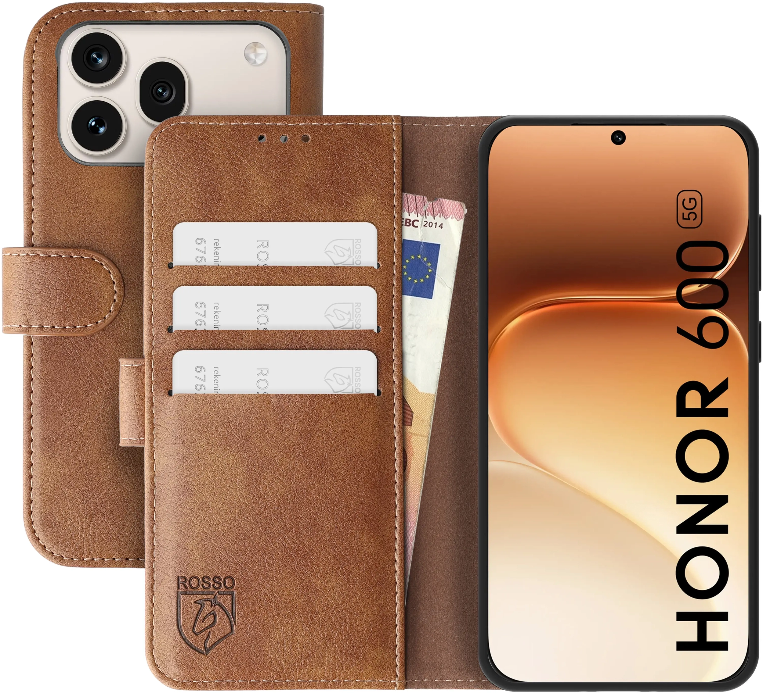Rosso Element Honor 600 Hoesje Book Case Wallet Bruin afbeelding 1