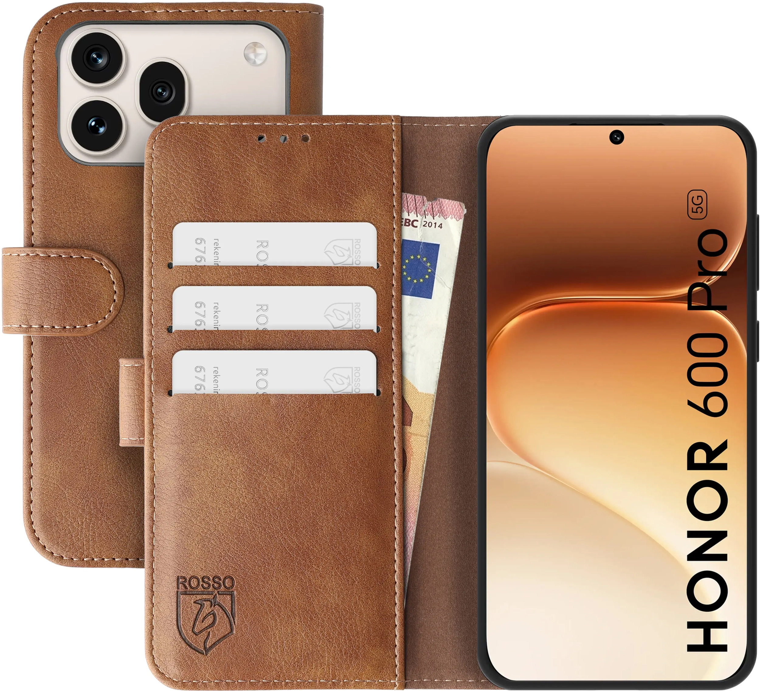 Rosso Element Honor 600 Pro Hoesje Book Case Wallet Bruin afbeelding 1