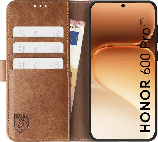 Rosso Element Honor 600 Pro Hoesje Book Case Wallet Bruin afbeelding 14