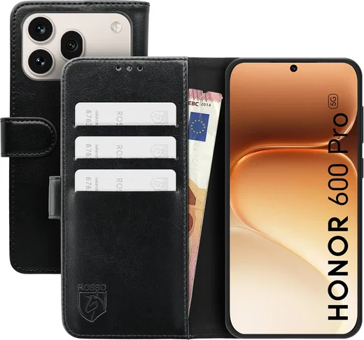 Rosso Element Honor 600 Pro Hoesje Book Case Wallet Zwart afbeelding 1