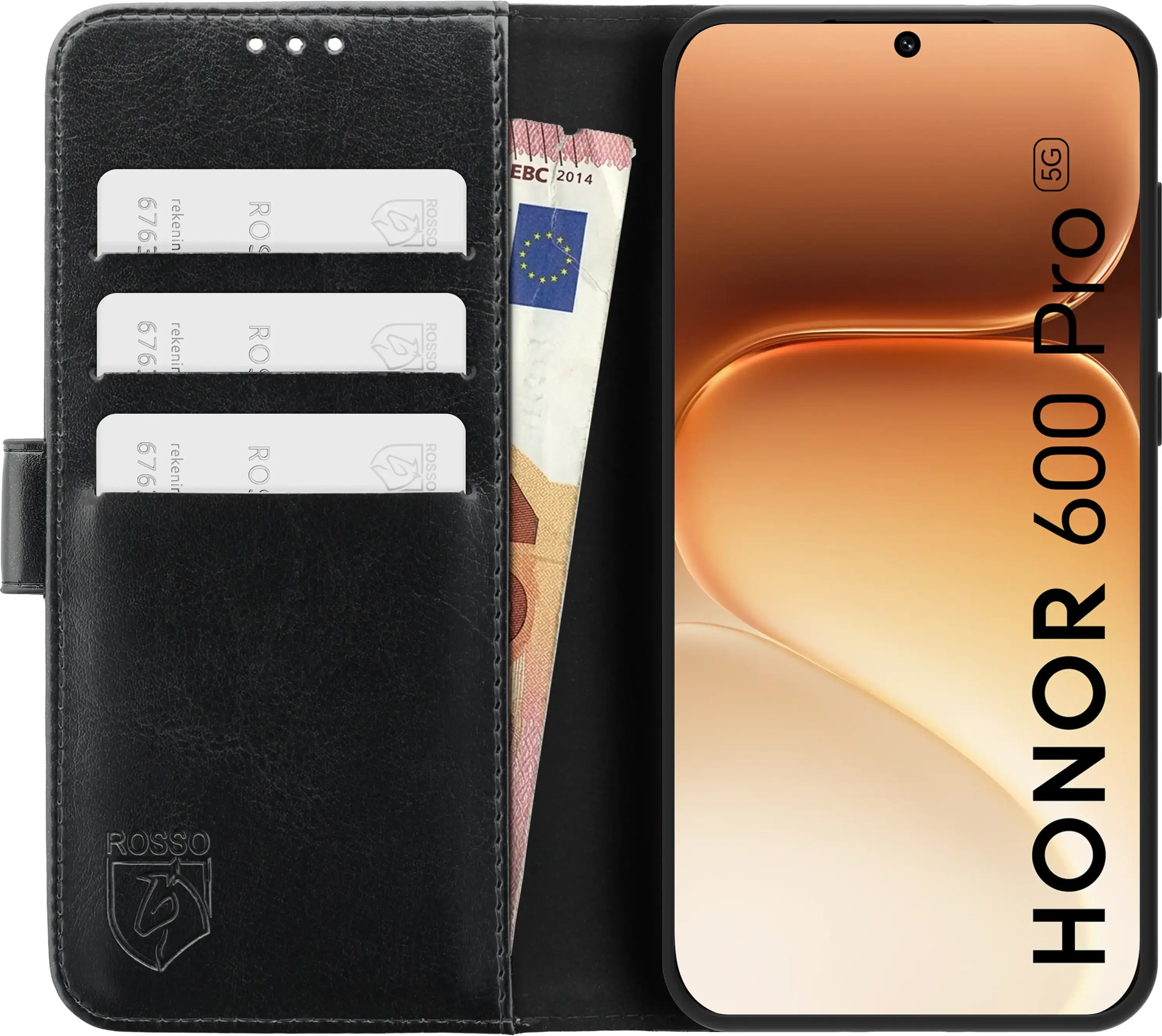 Rosso Element Honor 600 Pro Hoesje Book Case Wallet Zwart afbeelding 14