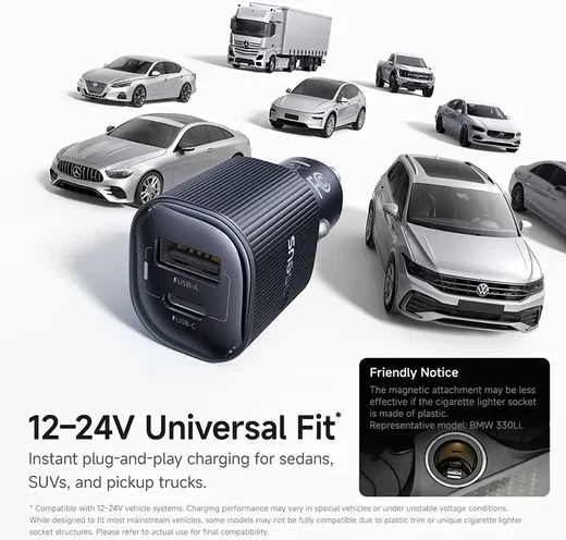 Baseus PrimeTrip VP2 60W USB / USB-C Autolader Zwart afbeelding 7