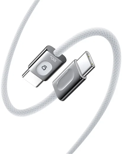 Baseus Frostcore USB-C naar USB-C Gevlochten Kabel 100W Fast Charge 1,2M Wit afbeelding 1