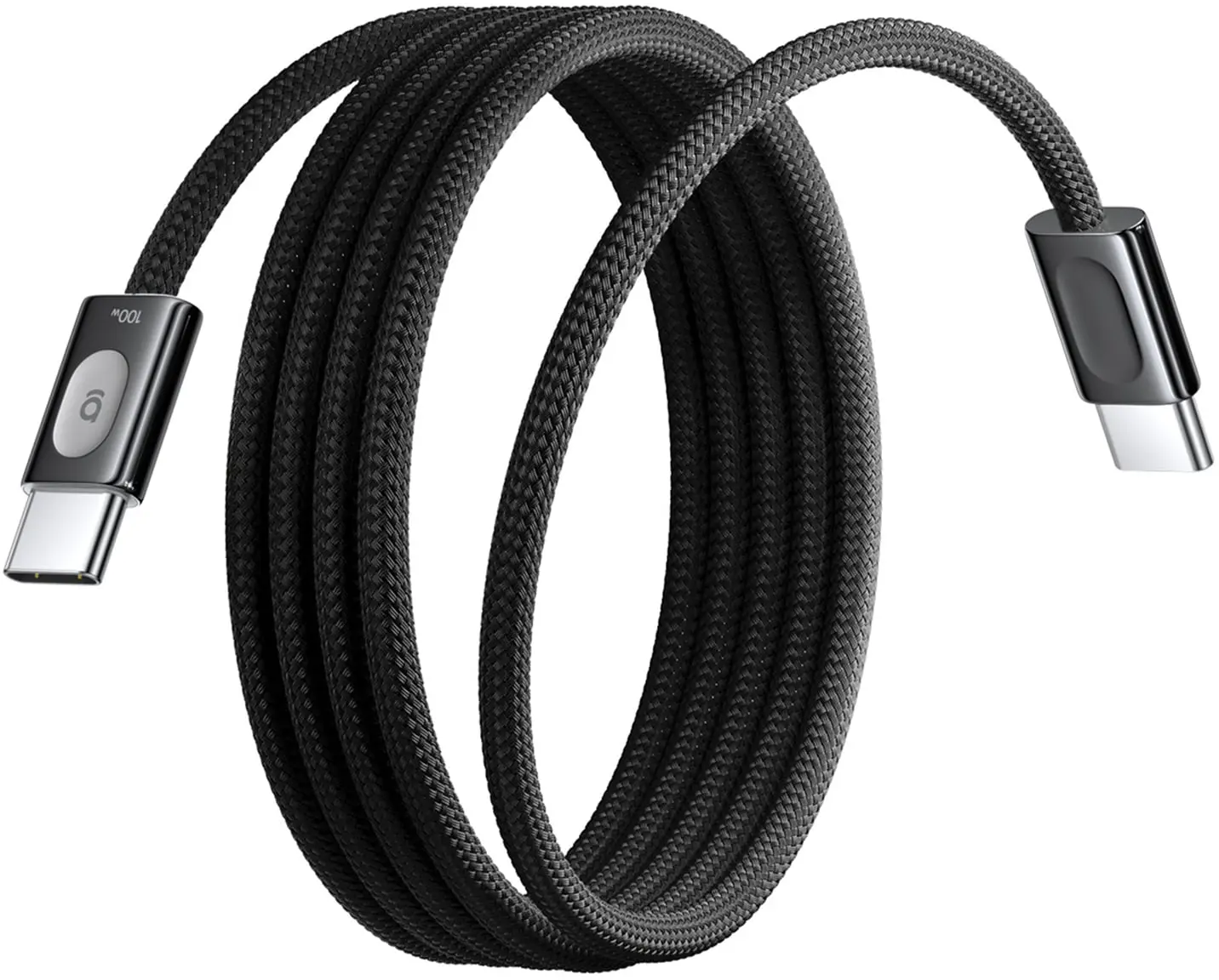 Baseus Frostcore USB-C naar USB-C Gevlochten Kabel 100W Fast Charge 1,2M Zwart afbeelding 2