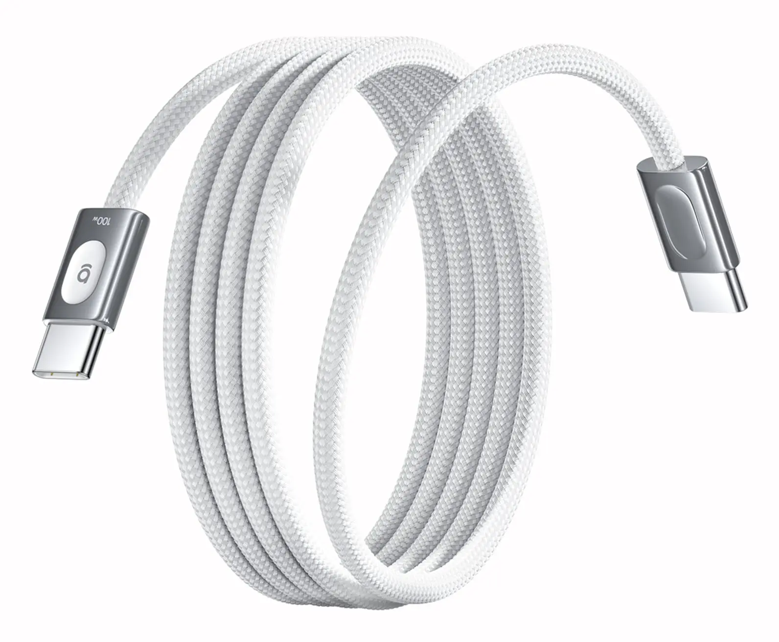 Baseus Frostcore USB-C naar USB-C Gevlochten Kabel 100W Fast Charge 2M Wit afbeelding 2