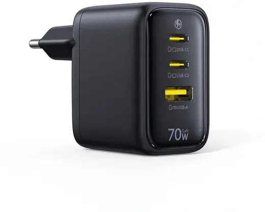 Baseus EnerFill FE22 GaN Snellader 70W 2x USB-C + USB-A Oplader Zwart afbeelding 3