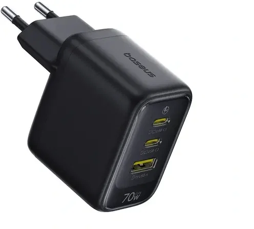 Baseus EnerFill FE22 GaN Snellader 70W 2x USB-C + USB-A Oplader Zwart afbeelding 2