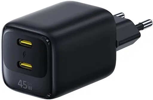 Baseus EnerFill FE22 45W GaN Dual USB-C Fast Charge Adapter Zwart afbeelding 1