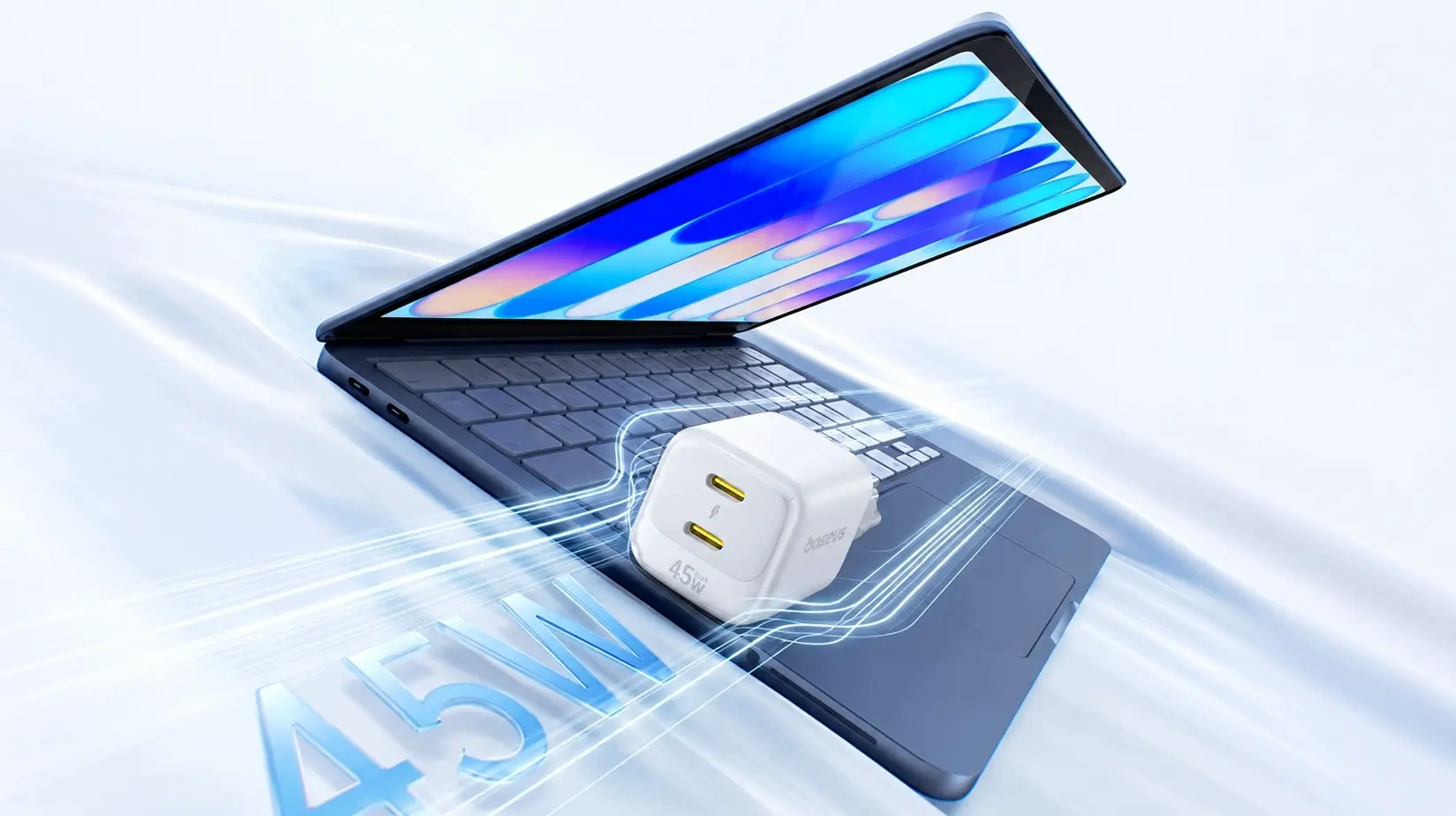 Baseus EnerFill FE22 45W GaN Dual USB-C Fast Charge Adapter Wit afbeelding 3