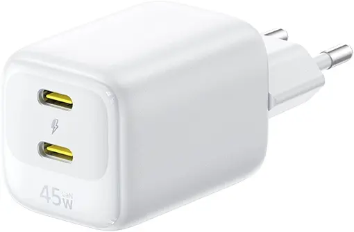 Baseus EnerFill FE22 45W GaN Dual USB-C Fast Charge Adapter Wit afbeelding 1