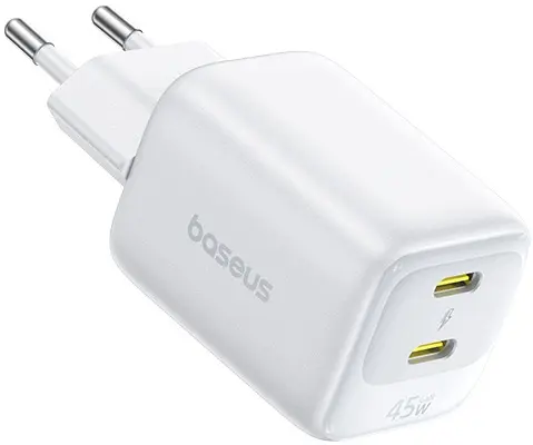 Baseus EnerFill FE22 45W GaN Dual USB-C Fast Charge Adapter Wit afbeelding 2