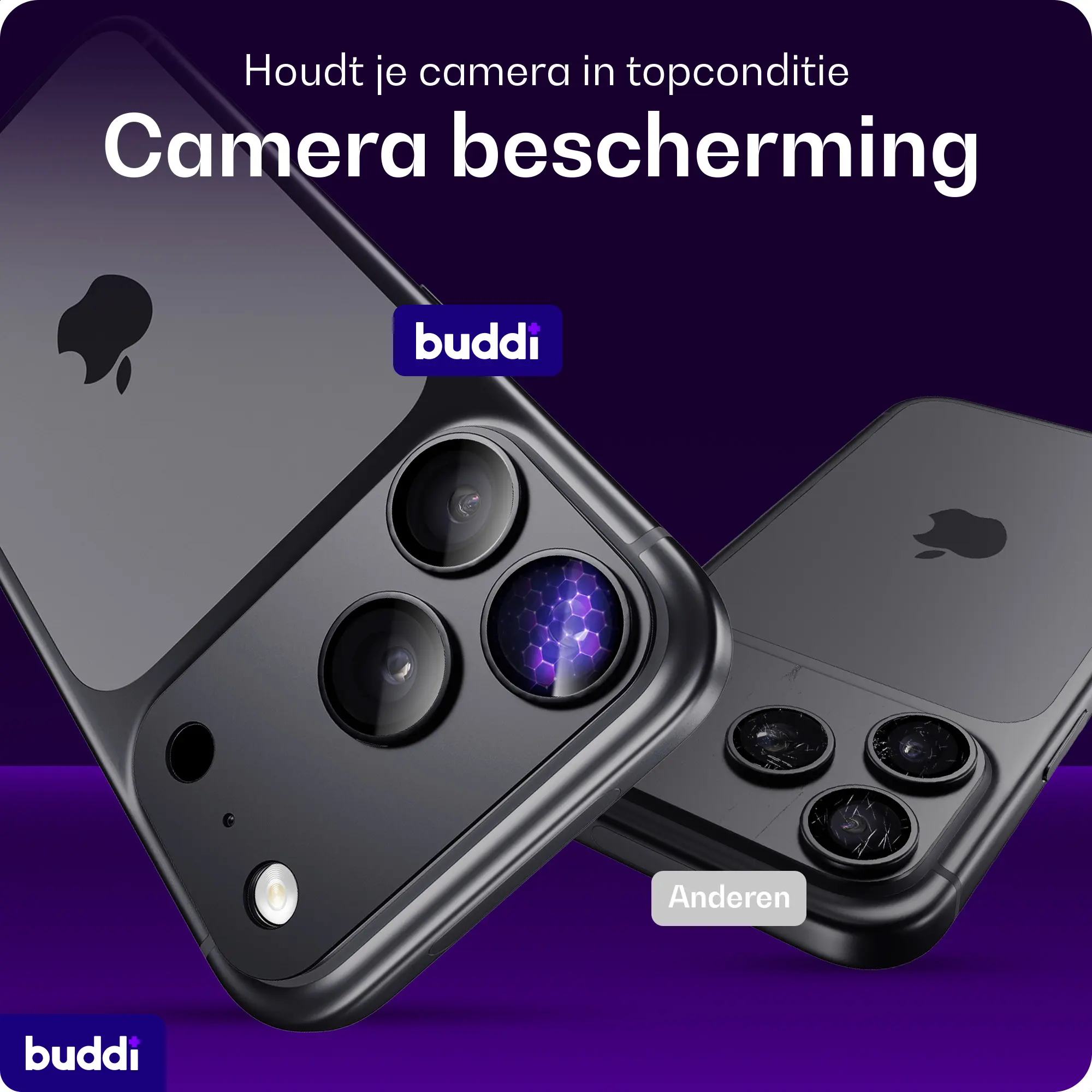 Buddi Focus Apple iPhone 18 Pro Full Camera Protector Matched Zwart afbeelding 2