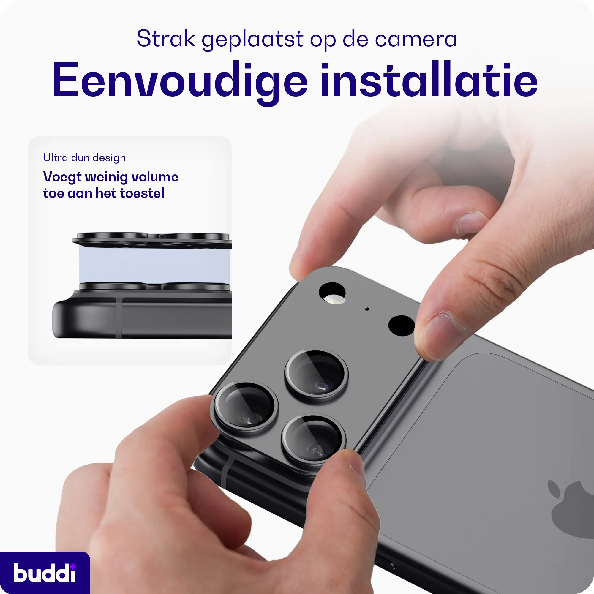 Buddi Focus Apple iPhone 18 Pro Full Camera Protector Matched Zwart afbeelding 4